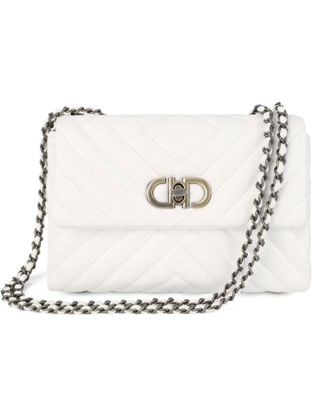 Women's White Vegan Leather Convertible iPad Mini Purse Crossbody Shoulder Bag